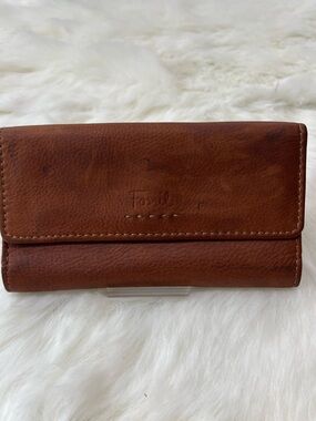 Fossil genuine Leather Wallet with Stitched Trim rustic